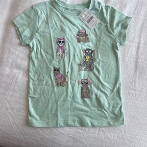 Crewcuts Graphic Tee‎ Cute Cats Print Short Sleeve Top Kids Size XXS